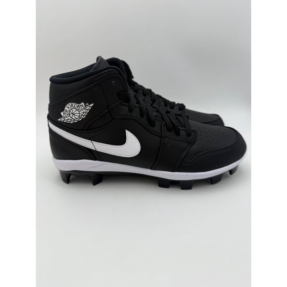 Size 9 - Nike Air Jordan 1 Retro MCS 'Black White' Baseball Cleats - Picture 1 of 8